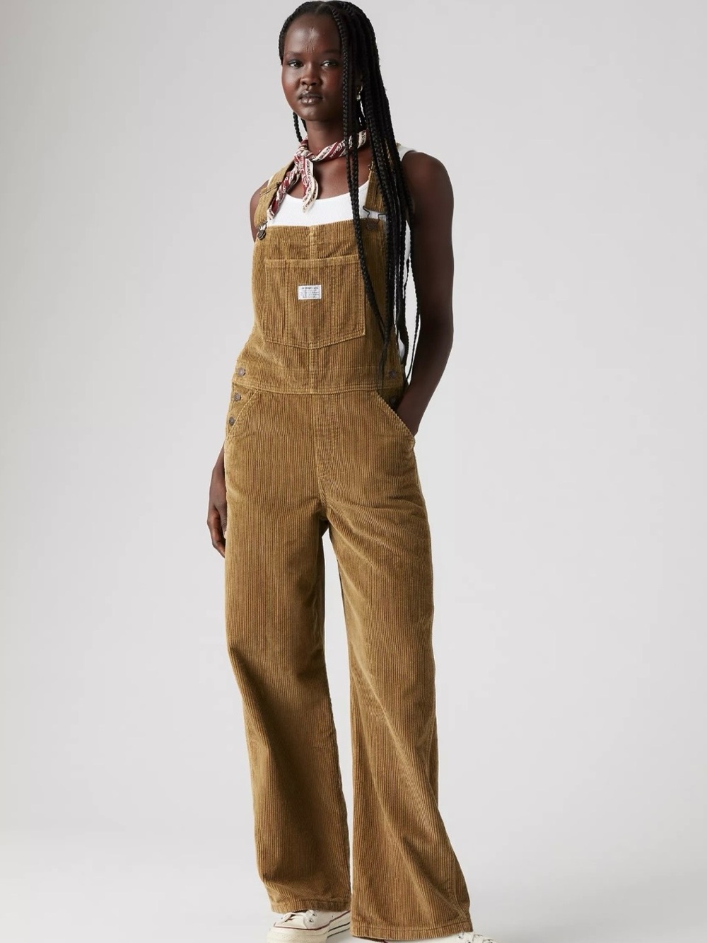 NWT Levis Premium Baggy camel brown corduroy overalls | XS